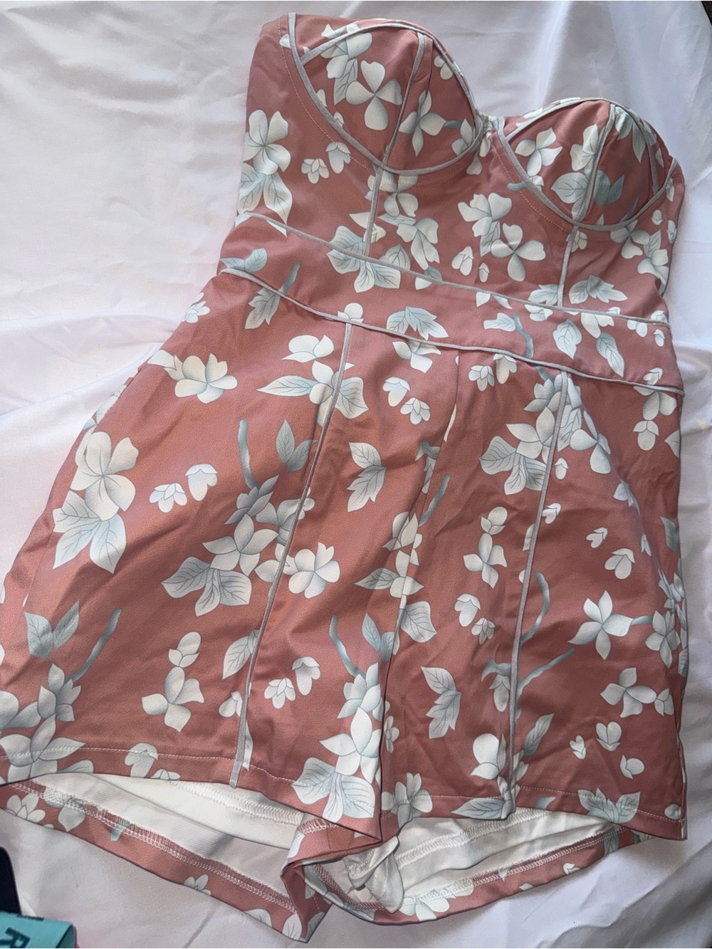 Strapless Dusty Rose Floral Romper Dress